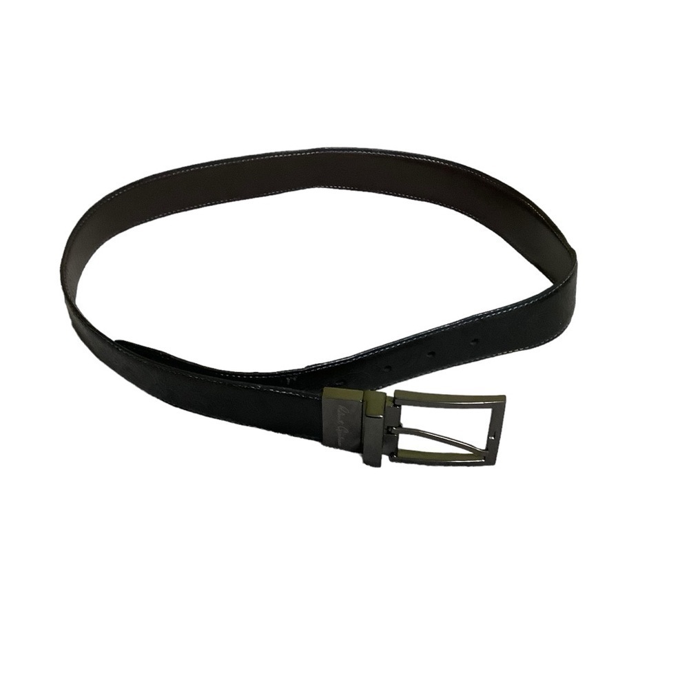 Robert Graham Reversible Leather Belt Sz 32 Black Embossed Brown Silver